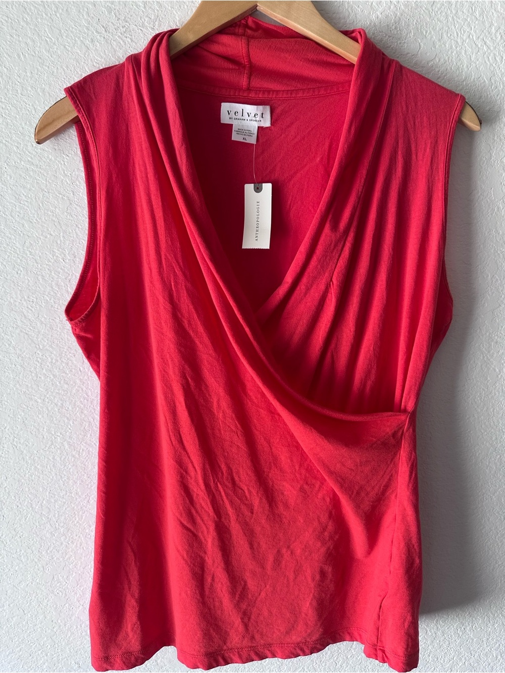 Velvet by Graham & Spencer Sleeveless Draped Surplice Top XL Anthropologie NWT